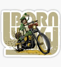 Motorcycle Shirt Born Lucky Leprechaun Sticker