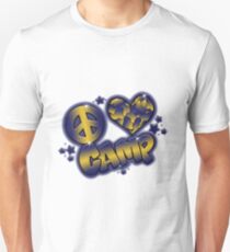 Peace, Love Camp Camo-Navy & Gold Unisex T-Shirt