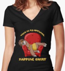 Official Napping Shirt - Lazy Sloth Women's Fitted V-Neck T-Shirt