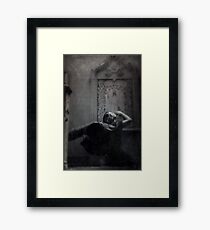 Slytherin Inspired Gothic Girl Dark Angel In Cloak Black and White Framed Print