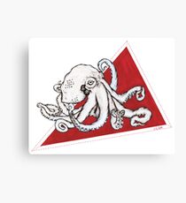 Octopus on Red Triangle Canvas Print