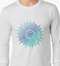 Blue Gradient Mandala Long Sleeve T-Shirt