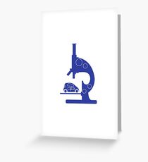 Microscope, electric car. Greeting Card