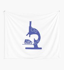 Microscope, electric car. Wall Tapestry