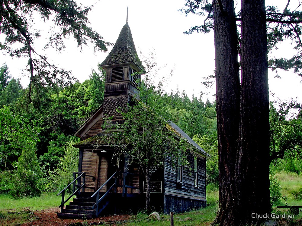 " Ghost Town Church in Golden Oregon" by Chuck Gardner Redbubble
