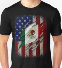Proud Mexican American - American Flag with the Mexican Flag inside show Mexican roots Unisex T-Shirt