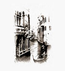 Gondoliers in Venice Black and White Photographic Print