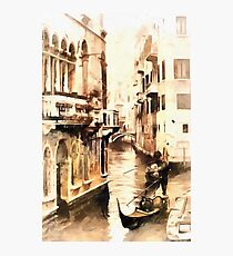 Gondoliers in Venice Vintage Look Photographic Print
