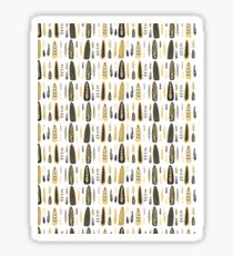 Doodle Leaf Folkart Black Mustard Sticker