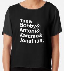 Queer Eye Tan Bobby Antoni Karamo & Jonathan (White on Black) Chiffon Top