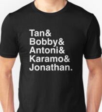 Queer Eye Tan Bobby Antoni Karamo & Jonathan (White on Black) Unisex T-Shirt