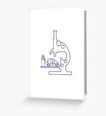 Microscope, electric car, charging station. Greeting Card