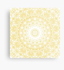 White Lace Mandala on Sunshine Yellow Background Metal Print