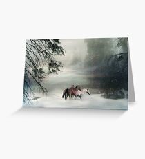 Horses in the Snow Holiday Christmas Image Free Horses Greeting Card