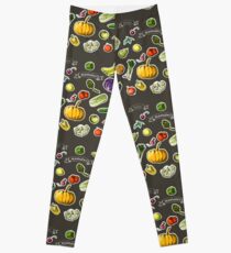 illustration of a set of hand-painted vegetables, fruits Leggings