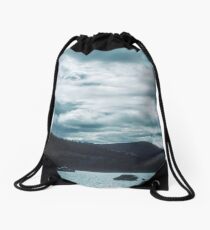 Camp site Urquhart Bay on Loch Ness Fort Augustus Scotland 19840909 0010 Drawstring Bag