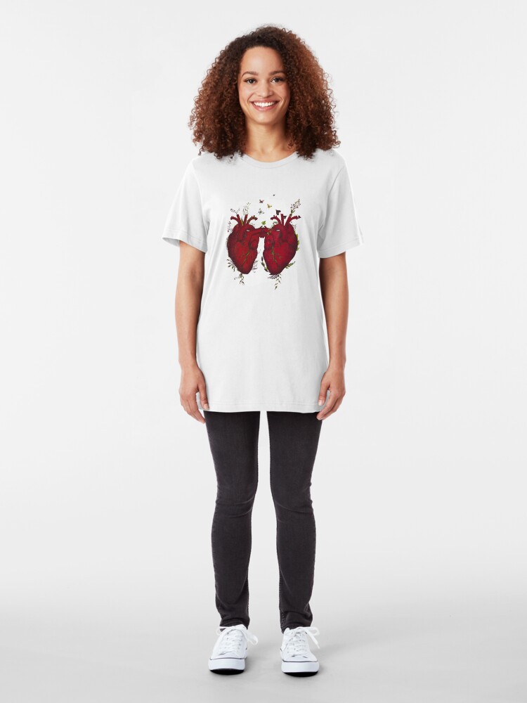 Alternate view of two hearts beating as one Slim Fit T-Shirt