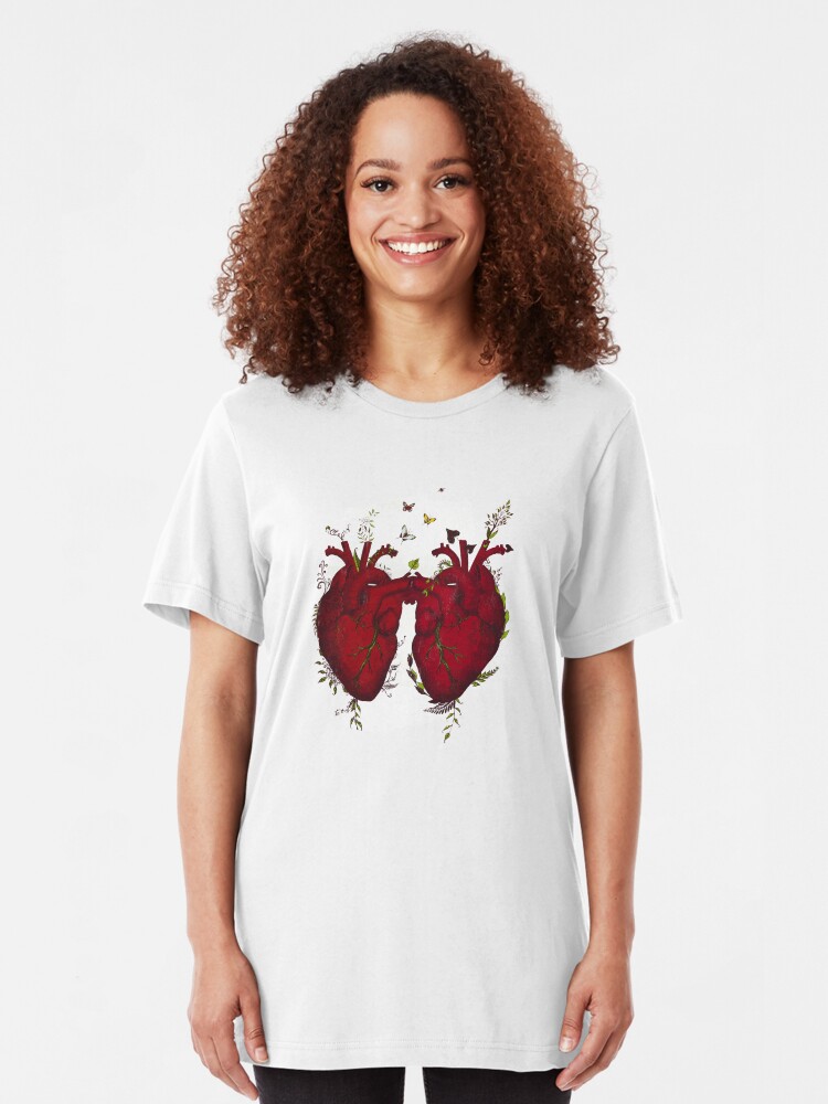 Alternate view of two hearts beating as one Slim Fit T-Shirt