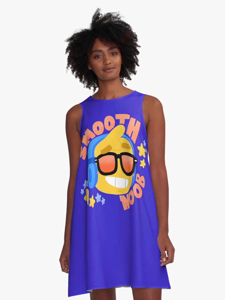 Hand Drawn Smooth Noob Roblox Inspired Character With Headphones A Line Dress By Smoothnoob Redbubble