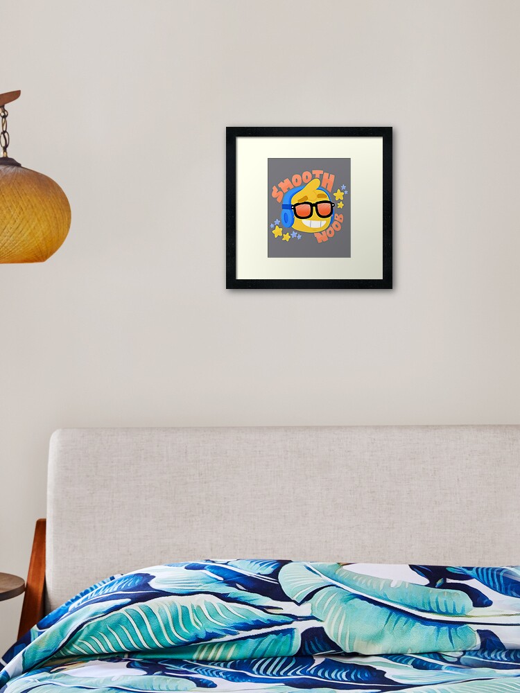 Hand Drawn Smooth Noob Roblox Inspired Character With Headphones Framed Art Print - dab avatar roblox noob