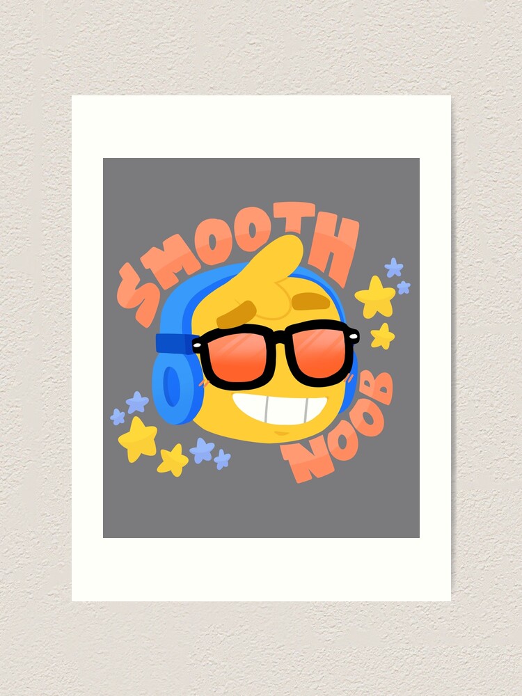 Hand Drawn Smooth Noob Roblox Inspired Character With Headphones - roblox oof art board print by leo redbubble