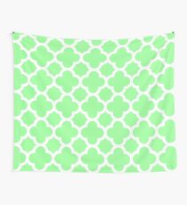 Mint Green Quatrefoil Pattern Wall Tapestry