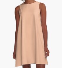 Pale Orange-Salmon-Solid Colour A-Line Dress