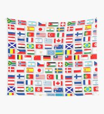Collage aus 42 verschiedenen Nationalflaggen Wandbehang