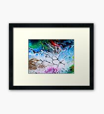 white blue green and red abstract illustration Framed Print