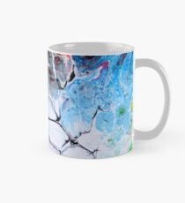 white blue green and red abstract illustration Mug