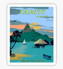 TAHITI : Vintage Travel to Bora Bora Advertising Print Sticker