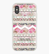 Girly rosa weißes abstraktes aztekisches mit Blumenmuster iPhone-Hülle & Cover