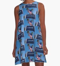 Donald Trump Campaign Sign with Huge USA Flag A-Line Dress