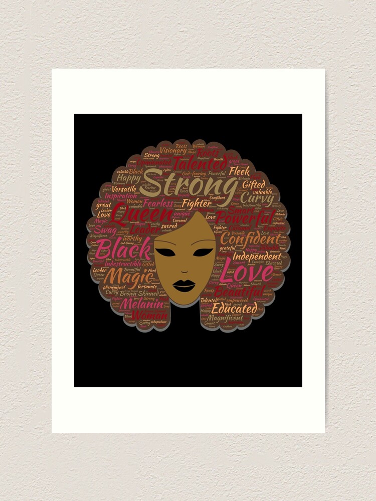 Afro Word Art Black History Month Natural Hair Art Print By