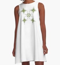 Green Flourishes A-Line Dress