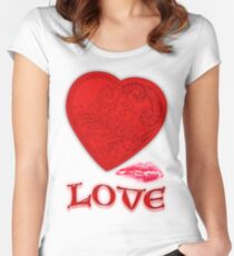 Victorian Heart with a Kisss Tailliertes Rundhals-Shirt