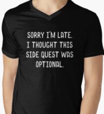 Camiseta de cuello en V Lo siento, llegué tarde. Pensé que esta misión lateral era opcional Meme Funny Tabletop RPG