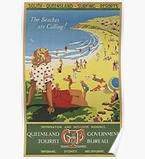 Queensland, Australia Vintage Travel Poster Poster