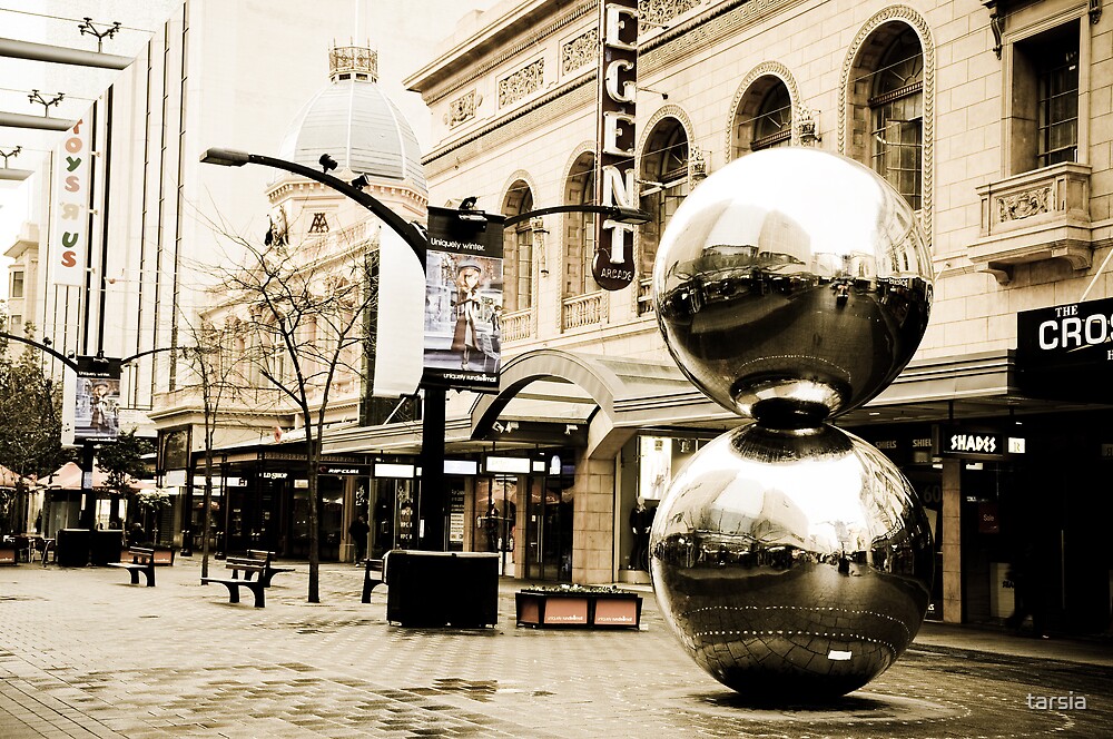 "Silver Balls in Rundle Mall, Adelaide, South Australia" by tarsia