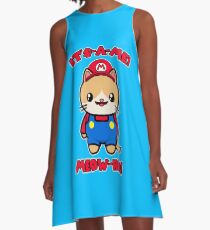 Cute Cat Funny Kawaii Mario Parody A-Line Dress