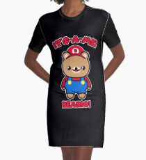 Bear Cute Funny Kawaii Mario Parody Graphic T-Shirt Dress