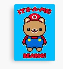 Bear Cute Funny Kawaii Mario Parody Canvas Print