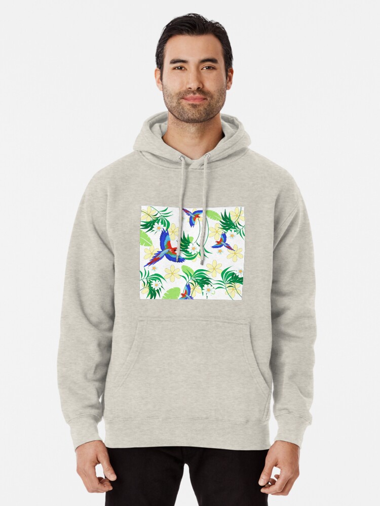 Mens Hoodie Colorful Parrots Exotic Flowers Sweate Sweatshirt Mens Casual Hoodie Casual Top Hooded