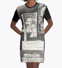 Architectural shapes on a black background Graphic T-Shirt Dress