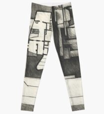 Architectural shapes on a black background Leggings