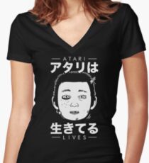 Atari Lives (black) Women's Fitted V-Neck T-Shirt