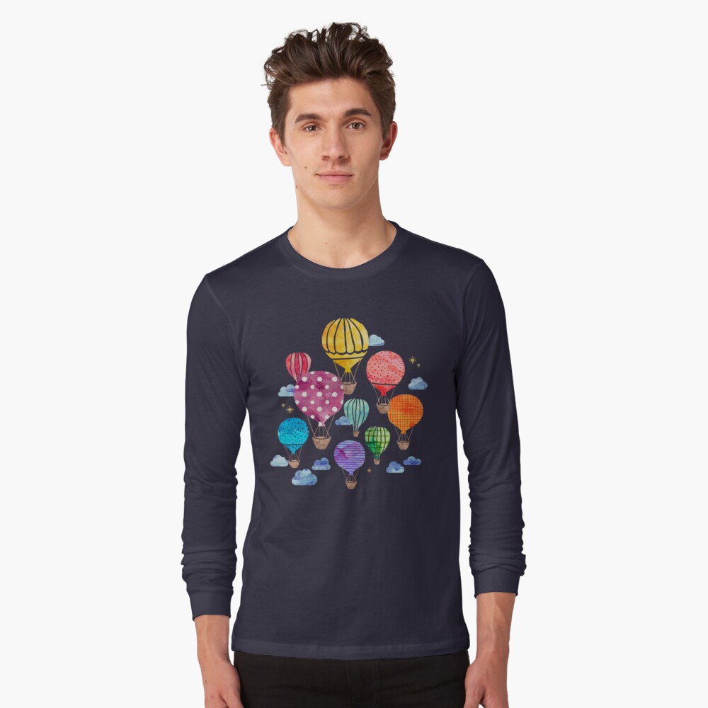 Hot Air Balloon Night Long Sleeve T-Shirt