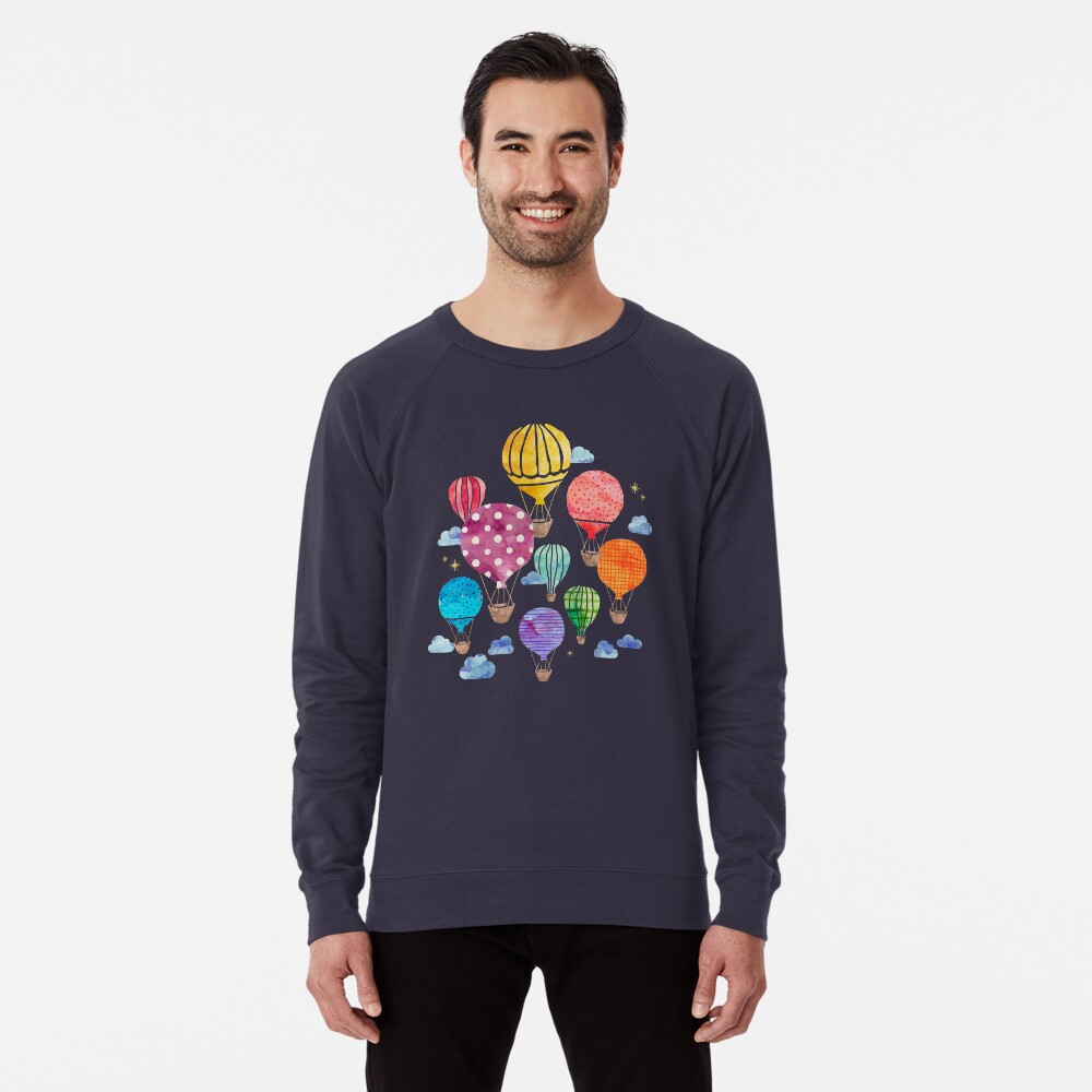 Hot Air Balloon Night Lightweight Sweatshirt