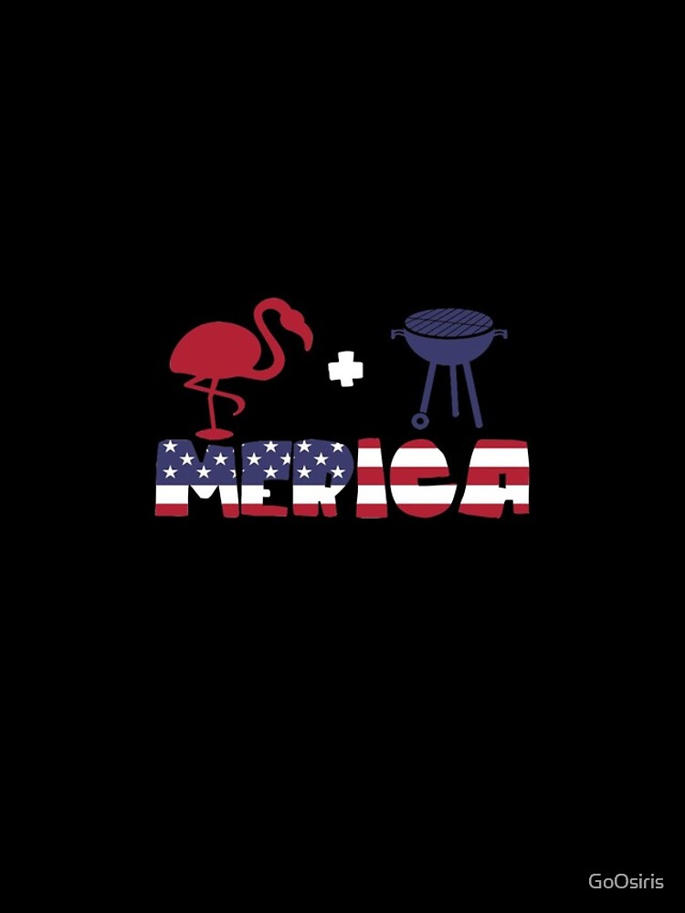 Funny Flamingo plus Barbeque Merica American Flag de GoOsiris