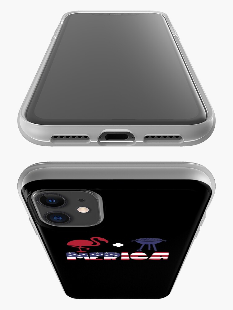 Vista alternativa de Funda y vinilo para iPhone Funny Flamingo plus Barbeque Merica American Flag